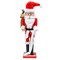 Ornativity Christmas Gift Santa Nutcracker – Red and White Wooden Nutcracker Santa Man in Traditional Santa Attire with a Bag of Gold Wrapped Gifts Over His Shoulder and a List of Names in Hand